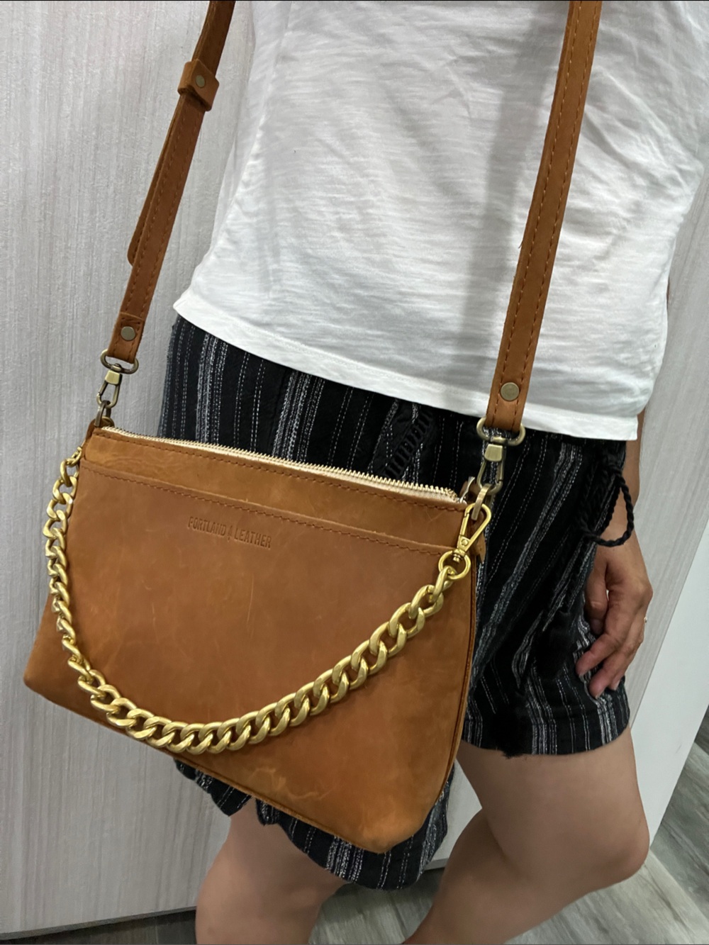 Portland Leather Poppy Women’s Leather Crossbody- Honey - Picture 9 of 15